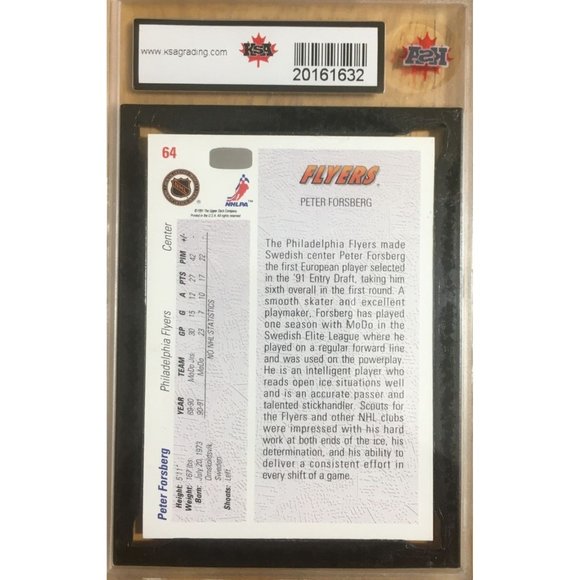 vintage PETER FORSBERG ROOKIE CARD GRADED MNT 9.0 MINT - Picture 4 of 6